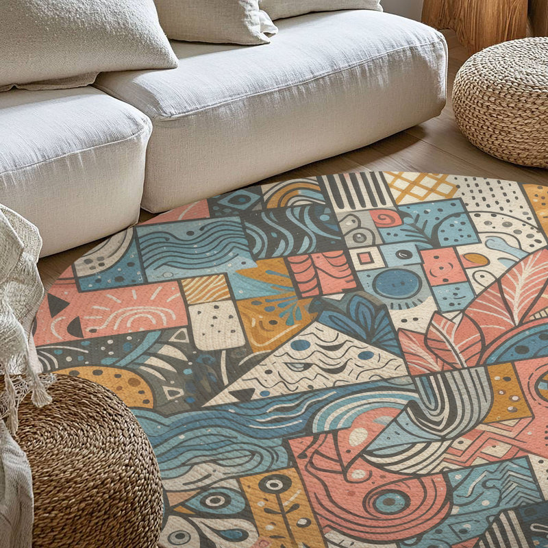 Tapis tressé Color Wave, Rond 5 pi