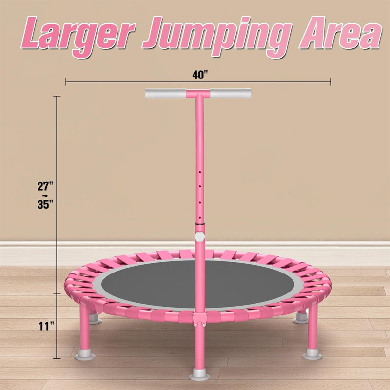 Wekli ft Round Fitness Trampoline with Handlebar