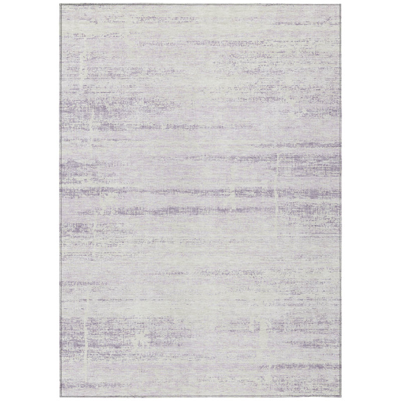 Tapis extérieur lavable abstrait mauve et ivoire 3 pi x 5 pi lavande