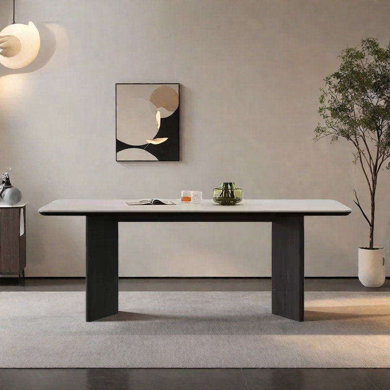 Simple and retro dining table, 29.52"H x 55.11"L x 31.49"W