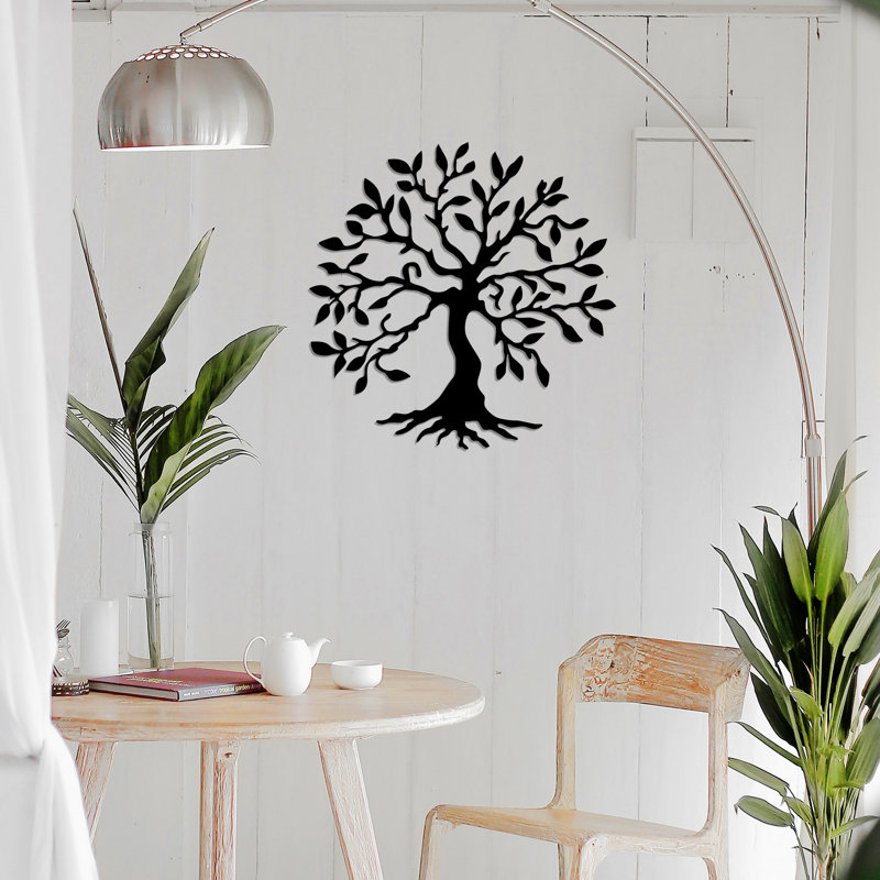 Élégante décoration murale en métal noir, 23,6 po x 23,6 po | 100% métal durable, épaisseur: 0,05 pouce | Parfait pour la maison ou le bureau moderne, accessoire décoratif accrocheur pour tout espace