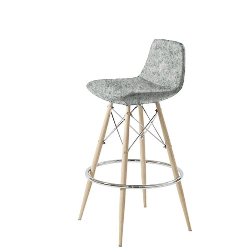 Shinn Upholstered Counter Stool with Metal Frame, Dark Gray Organic Wool, Natural