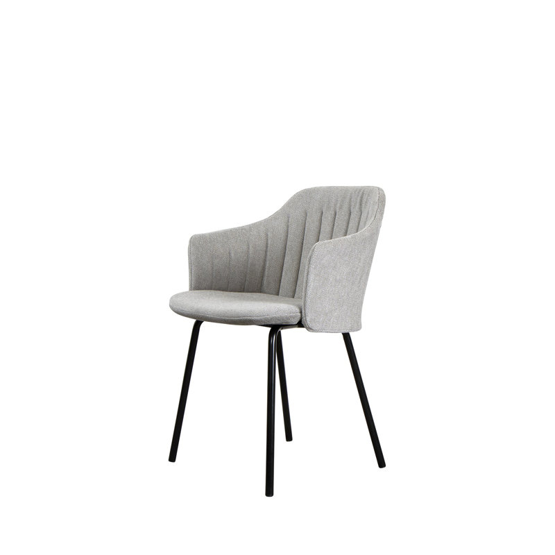 Choice Chair Indoor and Four Steel Legs Base with Upholstery Cover Set (Cane-line Ambience Seat-Back Cover), Light Gray