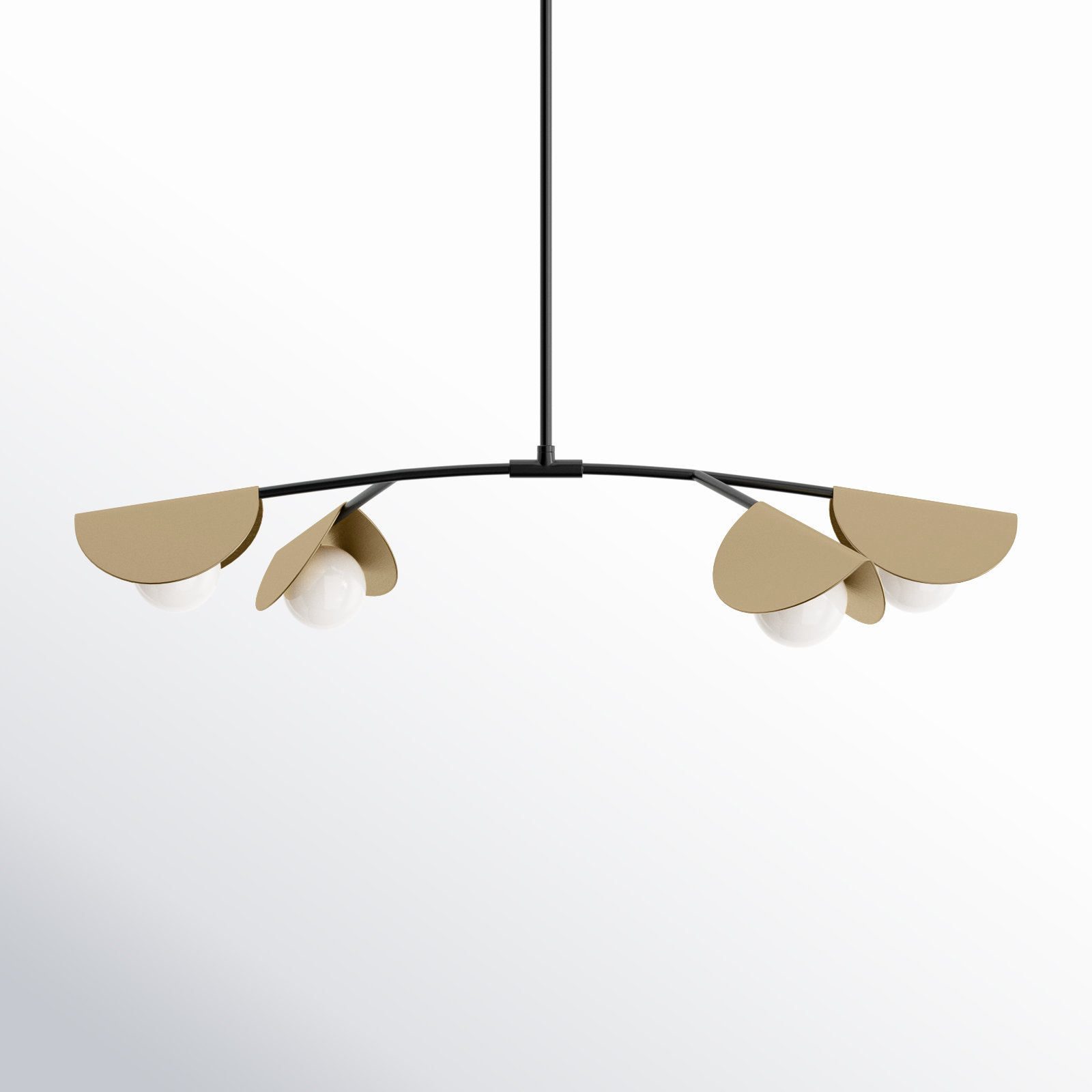 Gamora 4 Light Dimmable Pendant, Matte Black/Aged Brass