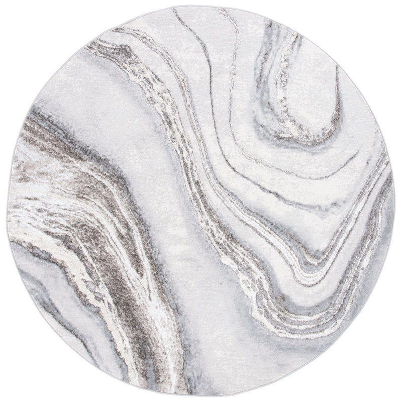 Tapis gris / ivoire Arva, Rond 8 pi