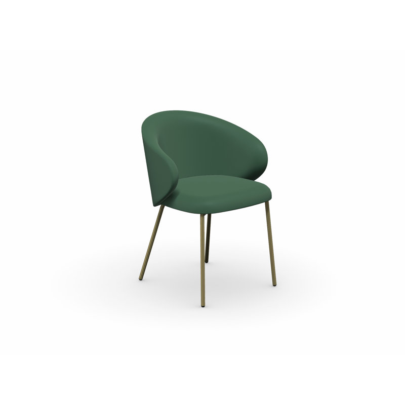 Fauteuil rembourré avec structure en métal Tuka, Taupe mat, Vert forêt