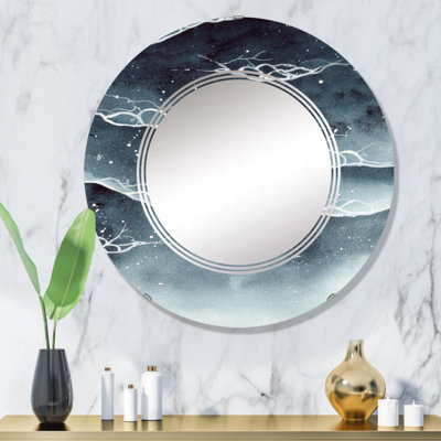 Vagues de l'océan bleu marine avec écume de mer blanche - miroir mural nautique et côtier rond