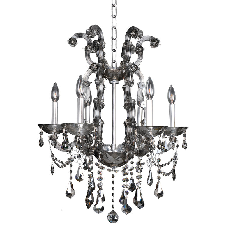 Lustre argenté Brahms 6 LT Chrome / Smoke Fleet Allegri, Flotte Argentine Firenze fumé
