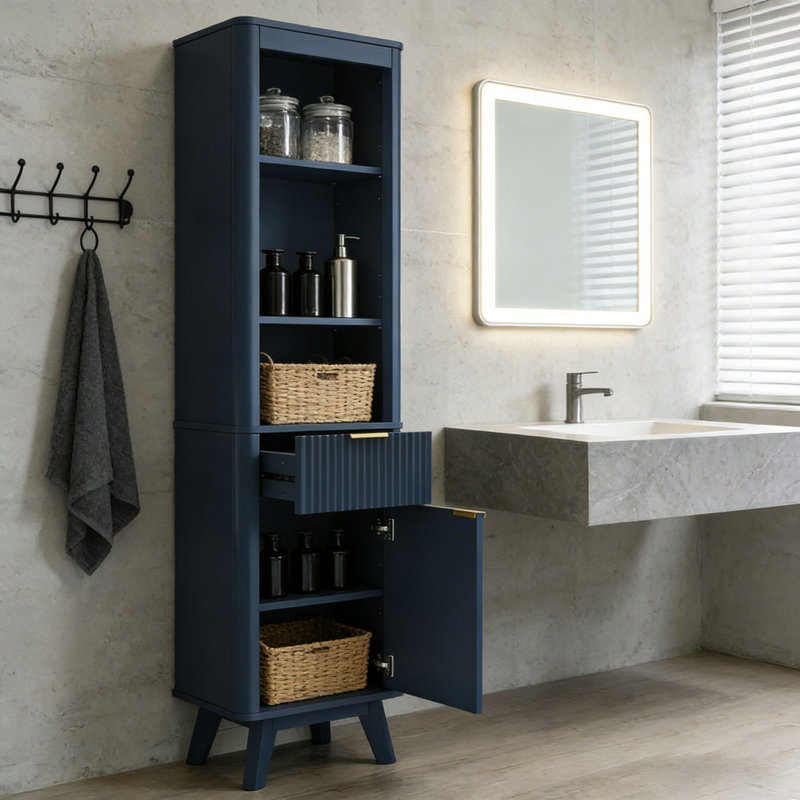 Armoire de rangement pour salle de bain, Bleu