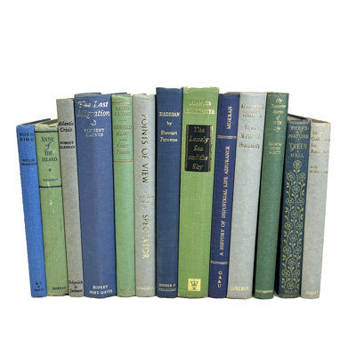 Decorative Books - Vintage Spring Mix Book Bundle - 1 Foot of Blue and Green Books