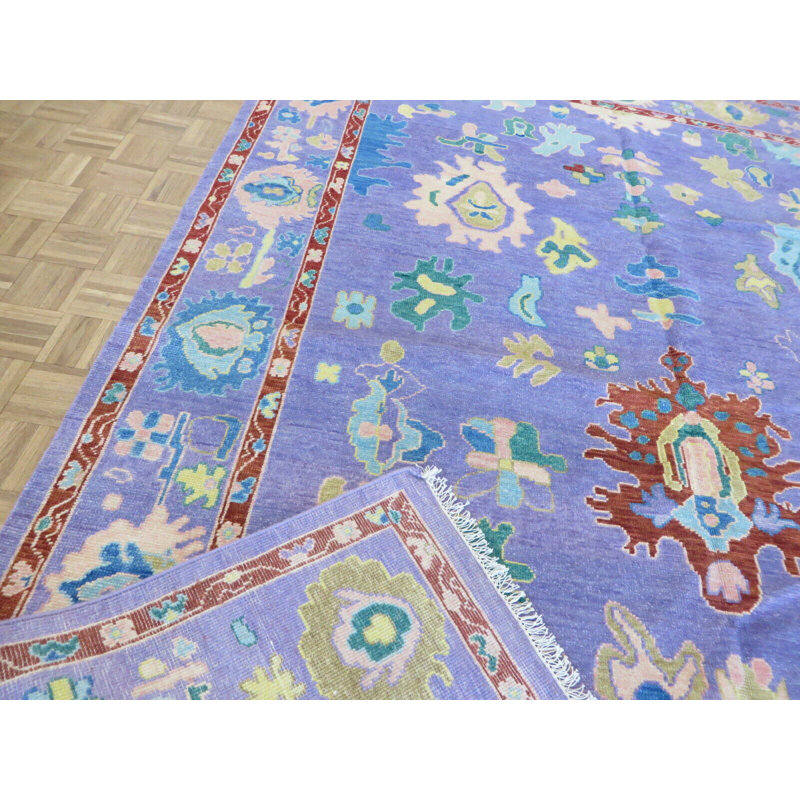 Tapis de zone en laine 9 pi x 11 pi 10 po one-of-kind à la main noué la