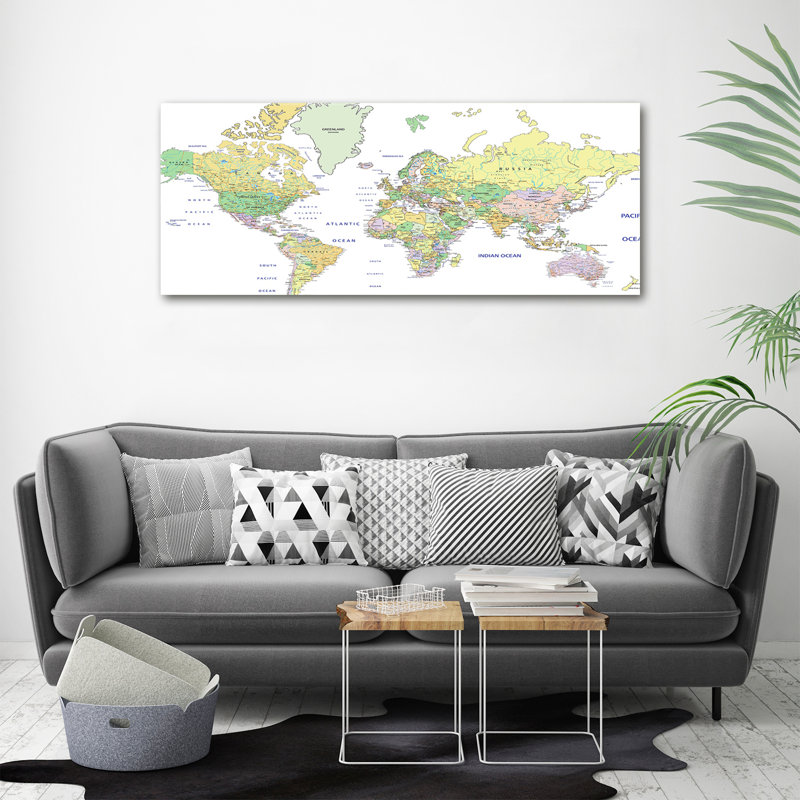 1 Piece Wall Art, 50cm H x 125cm W x 2cm D, Yellow, Wrapped Canvas