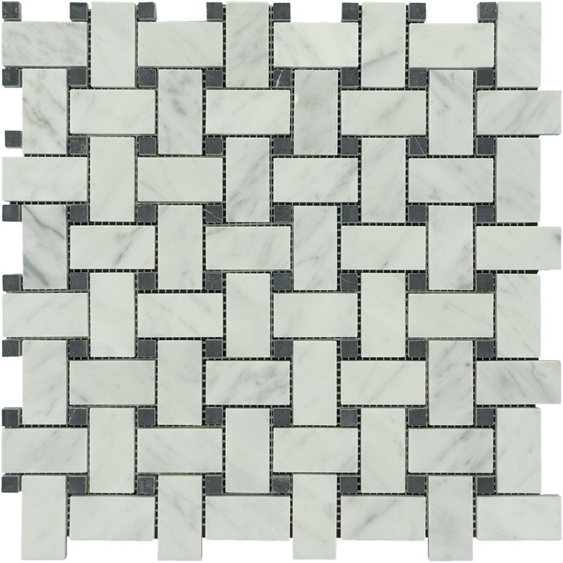 Mosaïque de sol et de mur en marbre blanc Carrara