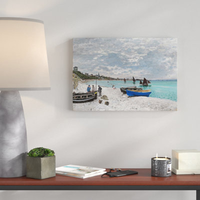 The Beach At Sainte-Adresse (1) by Claude Monet - Wrapped Canvas - Framed Print