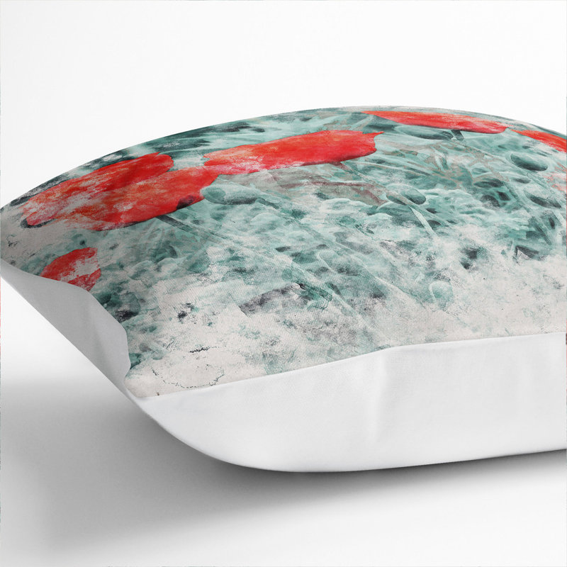 Field of Poppies Vol.4 Watercolour Scatter Cushion, White, 55cm H x 55cm W x 20cm D