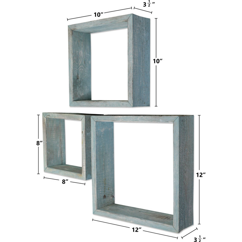 Square Cube Shelf with Adjustable Shelves, Driftwood Blue