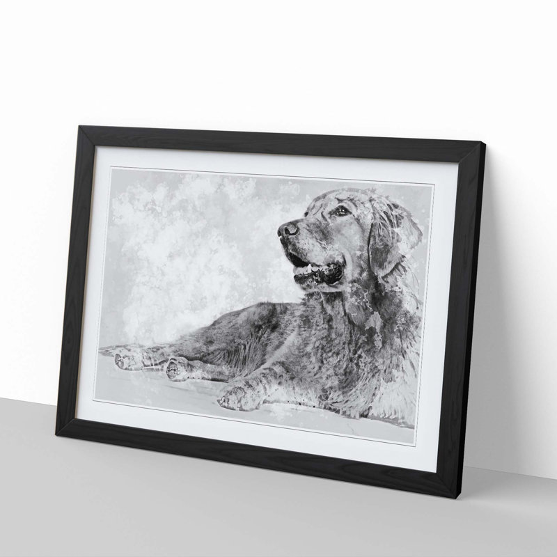 Golden Retriever in Abstract - Picture Frame Art Print, 36cm H x 48cm W x 2cm D, Black Framed