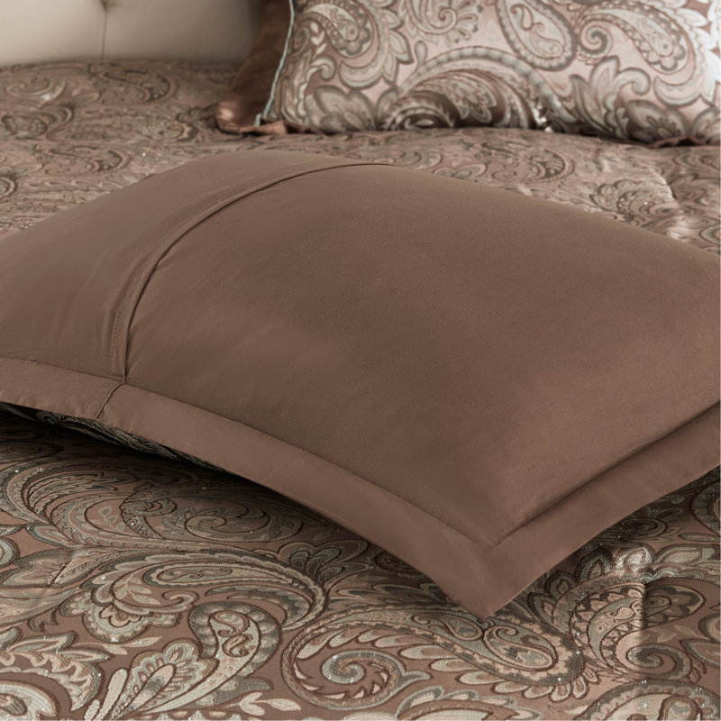 Ensemble d'édredon 12 pièces avec draps en coton bleu / brun très grand, Édredon très grand + 11 pièces supplémentaires, Brun