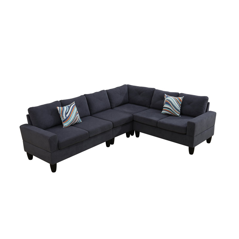 Antania Upholstered L-Shaped Sectional Right Hand Facing, Gray Microfiber / Microsuade