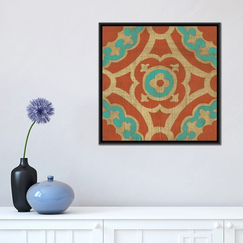 « masala iii », reproduction sur toile, H 18 po x l 18 po x P 1,5 po, Toile avec cadre noir, Pas de tapis