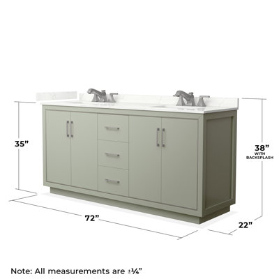 Meuble-lavabo double 72 po avec comptoir en quartz
