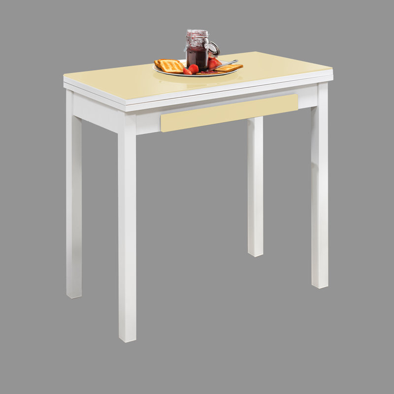 Praneeth Glass Top End Table, Beige