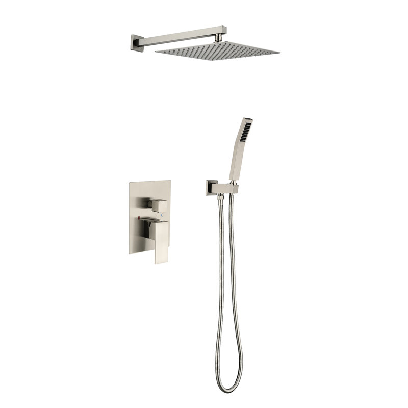 Support de douche à pluie 10 po - Fabrication, salle de bain confortable, douche relaxante, pomme de douche au fini nickel brossé, matériaux de qualité, expérience,