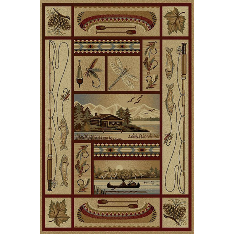 Tapis de pêche beige pour salle de pêche Wimbush, Rectangle 2 pi x 4 pi