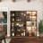 5-shelf Display Cabinet With Led Lighting, Tempered Glass Doors & Anti-tip Design-1293402635