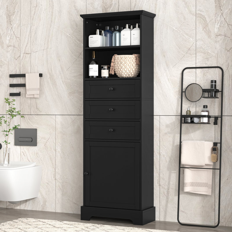 Armoire de rangement moderne et minimaliste pour salle de bain, Noir