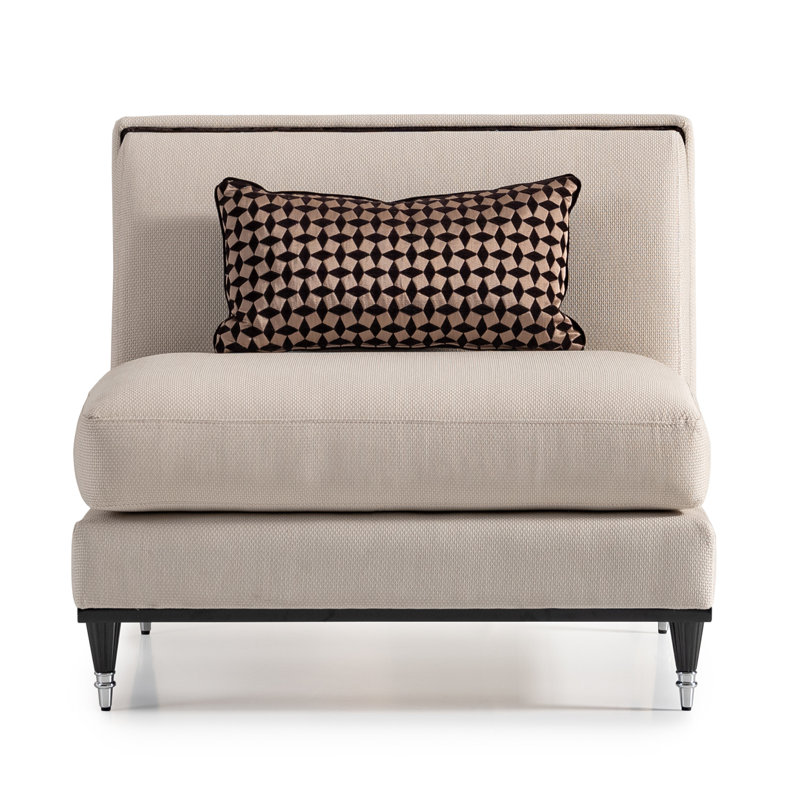 La Francaise 39'' Wide Slipper Chair, Cream/Ivory Polyester Blend