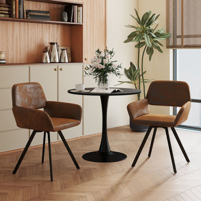 Ensemble de salle à manger 3 pièces Karahalios Napalis - Table ronde et chaises pivotantes pour cuisine, condo ou coin-repas