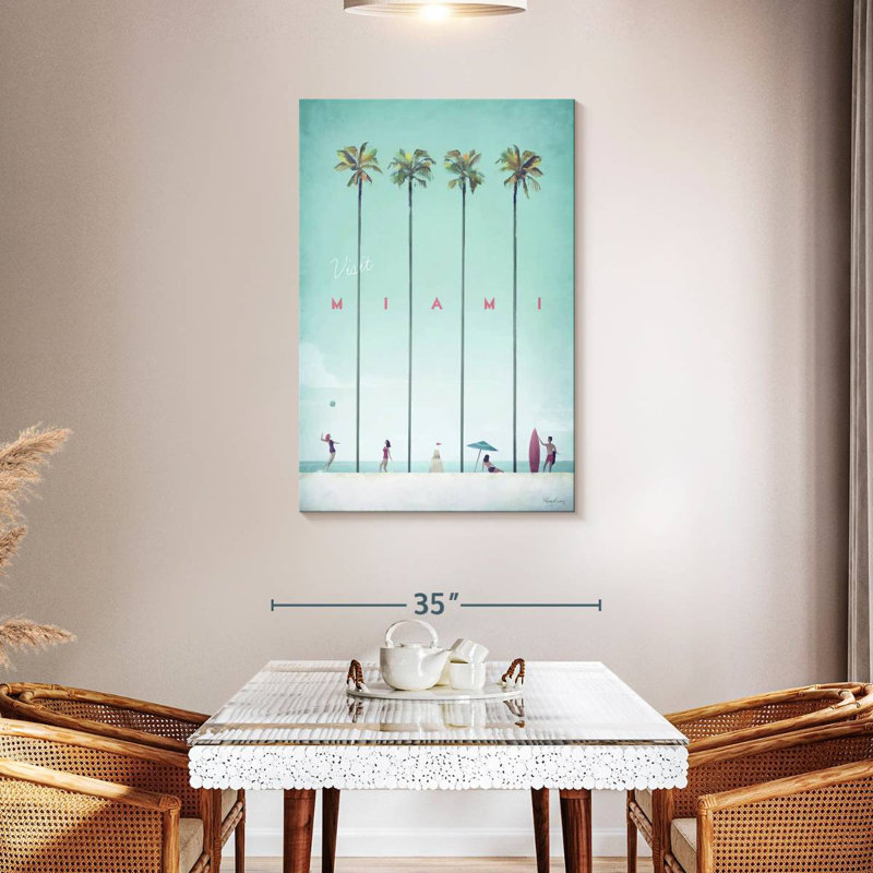 Affiche de voyage rétro Aime visit Miami, H 45 po x l 30 po