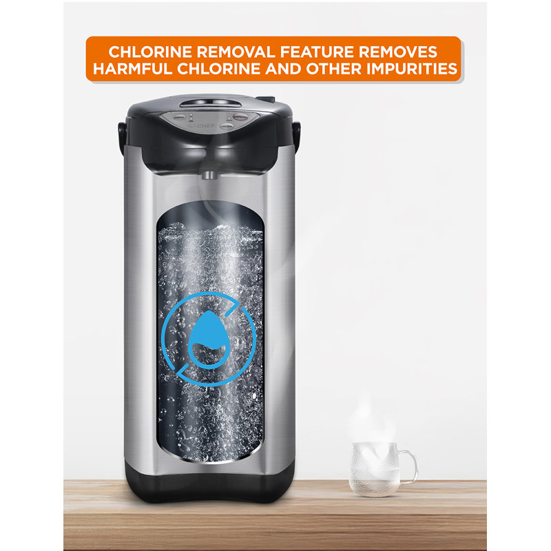  CHK Series Commercial Chef Electric Hot Water Dispenser, 730W Stainless Steel Water Boiler with 5.8 Qt. Capacity, Chlorine Removal, CHHWD10B, Stainless/Black
