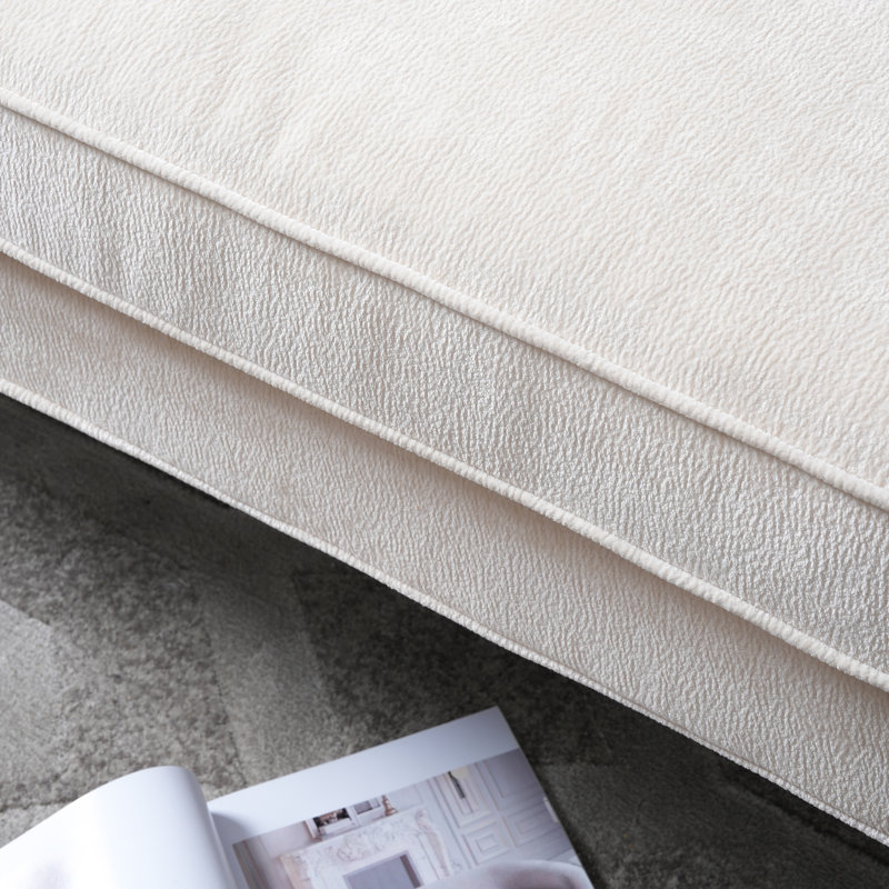 Banc rembourré en tissu de chenille crème de luxe style japonais 63 po Ember