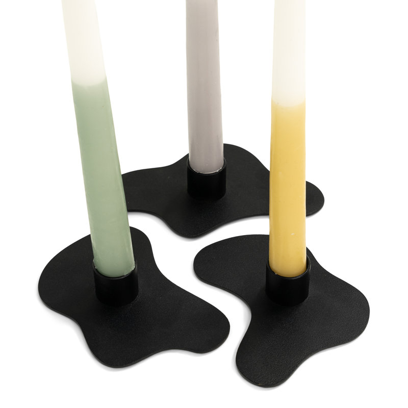 Melt 3 Piece 2.8Cm Metal Tabletop Candlestick Set, Black