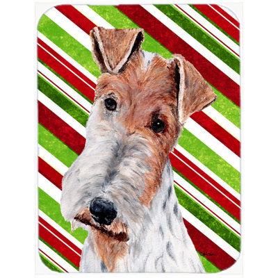 East Urban Home Wire Fox Terrier Candy Cane Christmas Glass Cutting Board