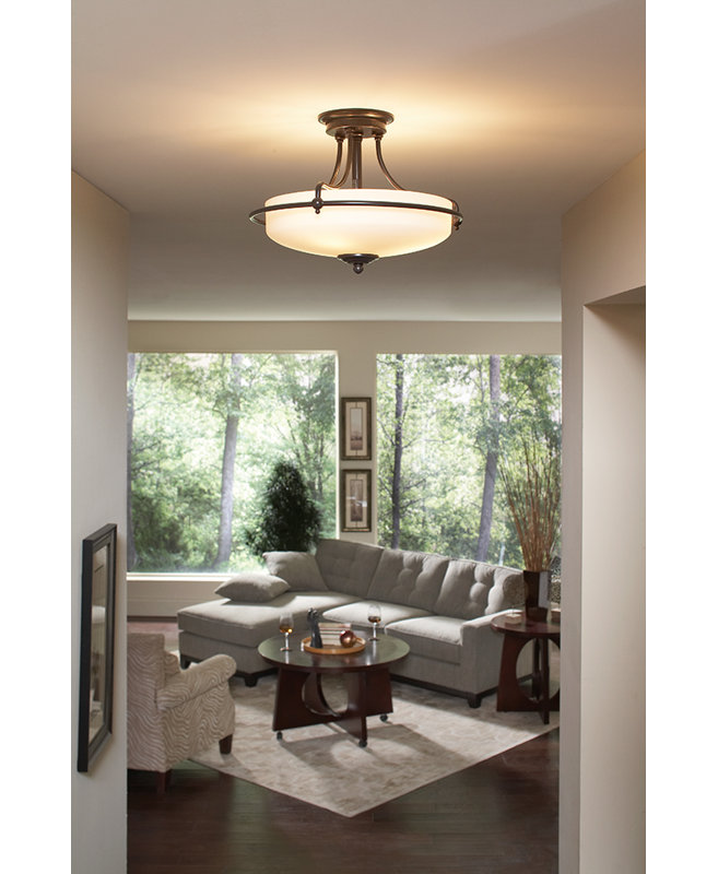 Elberta Glass Semi Flush Mount, Palladian Bronze