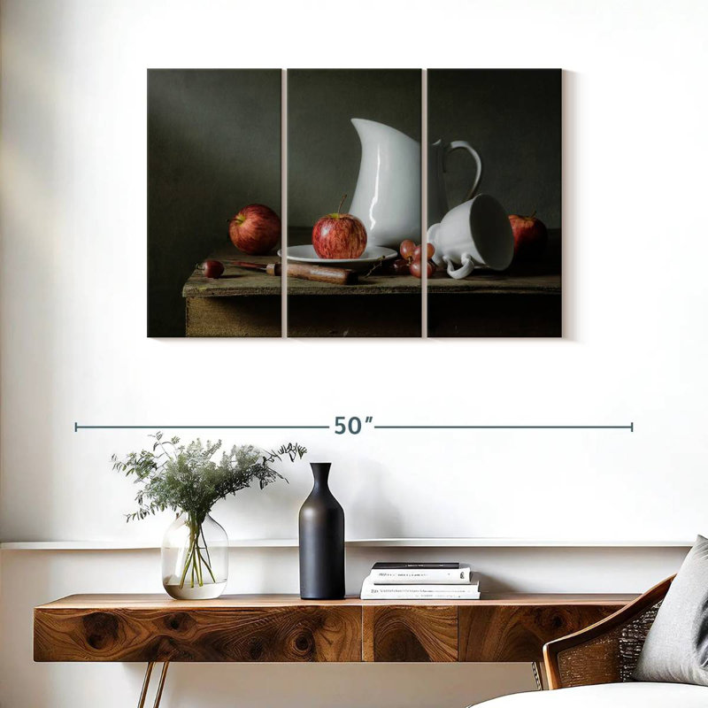 Senne, fruits et vaisselle, H 24 po x l 38 po