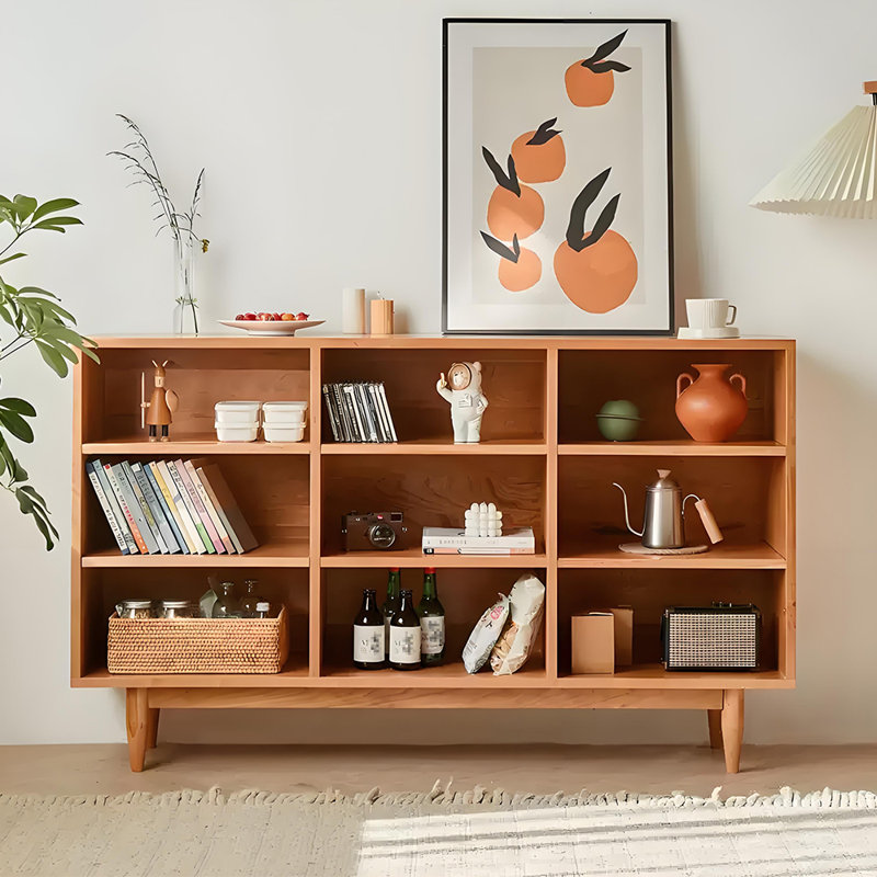 Bibliothèque en bois massif de style nordique, (3 tablettes) H 35,43 po x l 59,06 po x P 14,96 po