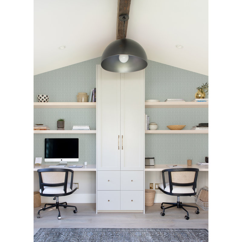 Glynn Light Grey Chevron Wallpaper, Sky Blue