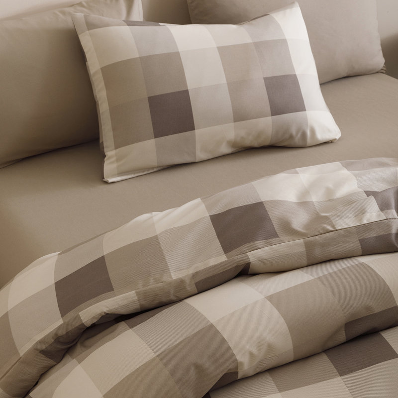 Grid Comforter Set Plaid Bedding Set 1 Checkered Comforter with Pillowcases, Twin Comforter + 1 Standard Pillowcase