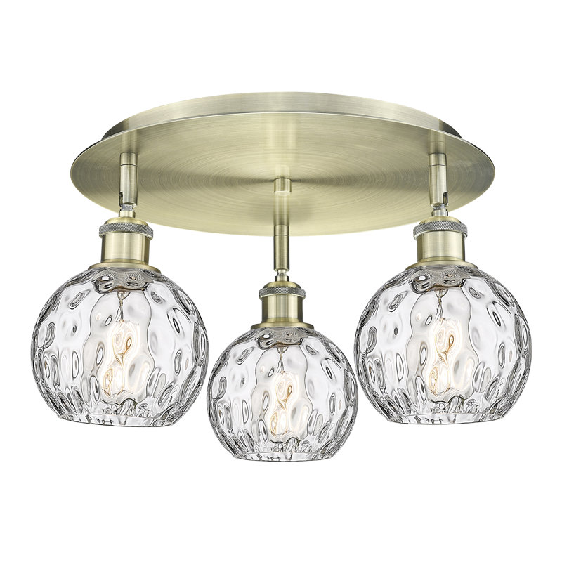 Ambrosane Glass Flush Mount, Antique Brass
