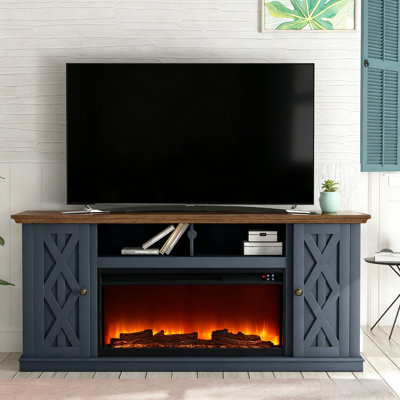 Mikel TV Stand For TVs Up To 78" With Fireplace Included