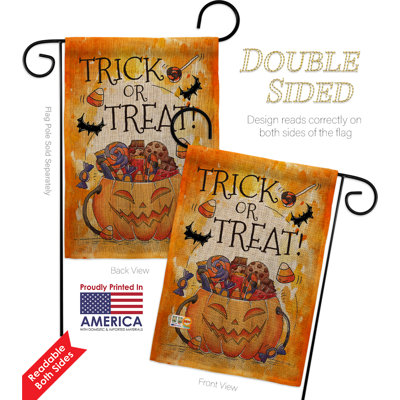Double Sided 18.5'' H x 13'' W Burlap Halloween Flag Set