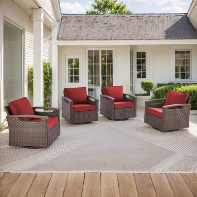 Arundel Outdoor Wicker Swivel Rocking Glider Chairs With Cushions (Set Of 4)