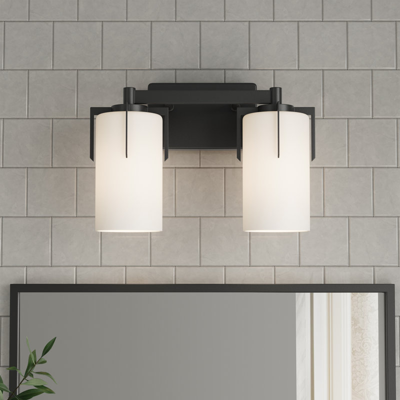 Meuble-lavabo 2 lumières Alylah, Noir, Deux lumières, H 9,5 po x l 13,25 po x P 7 po