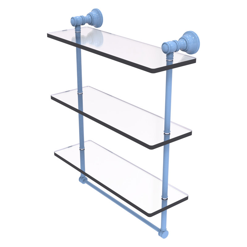 Tablette flottante avec porte-serviettes 3 pièces Carolina, H 19,7 po x l 16 po x P 5,54 po, Bleu troll plat