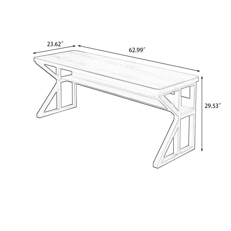 Light walnut Rectangular Solid Wood desks, 29.53" H x 62.99" W x 23.62" D