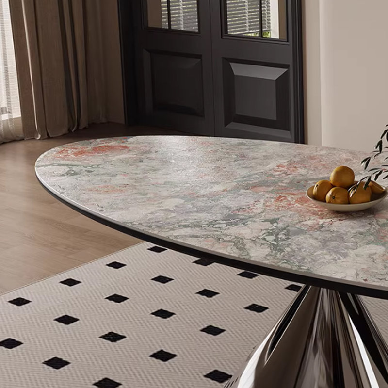 Table de salle à manger Modern, H 29,52 po x L 78,74 po x l 39,37 po, Multi-couleur, Argent argent
